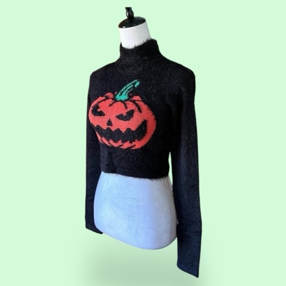 Dolls Kill Trickz N' Treatz Cut It Out Crop Sweater size XS NWT - Picture 2 of 8